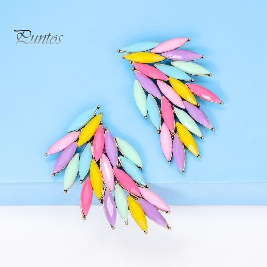 1 пара перьевых шипов в форме крыльев, серьги-гвоздики для ушей, персонализированные цветные стеклянные женские серьги-гвоздики, модные ювелирные изделия, подарок