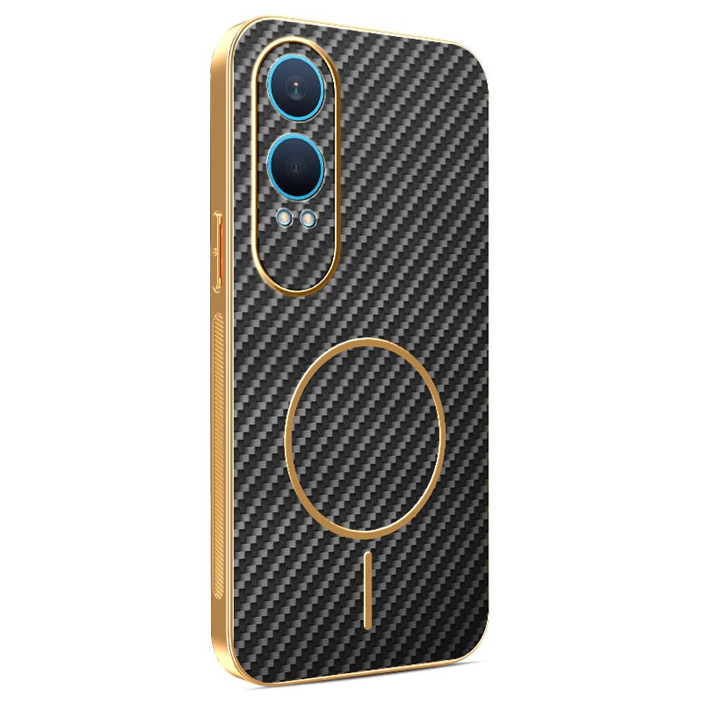 For OnePlus Nord CE4 Lite 5G Phone Case Carbon Fiber Textured Electroplated TPU Back Cover