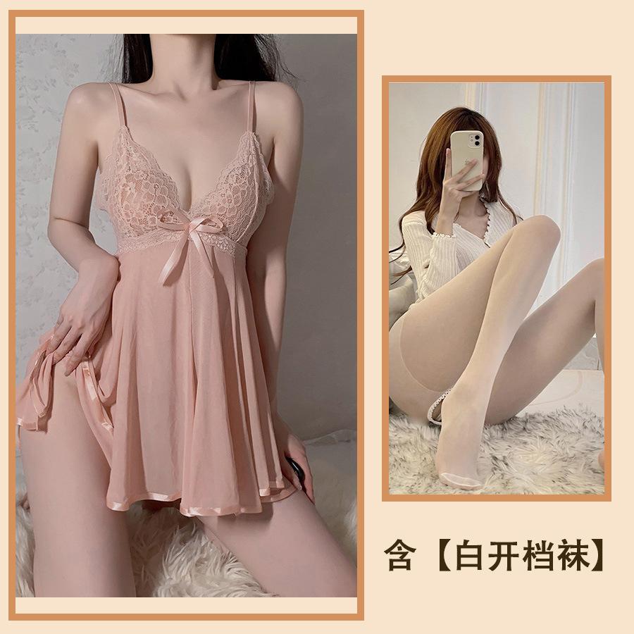 Sexy Lingerie Sexy Suspender Halter Nightgown Women's Hot Lace Transparent Pajamas Passionate Hot Suit