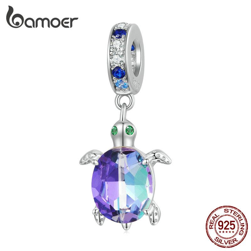 BAMOER Стерлингового Серебра 925 Пробы Мечтательная Серия Oecan Ослепительные Крабовые Бусины Морской Конек Подвески для Женщин Браслет и Ожерелье