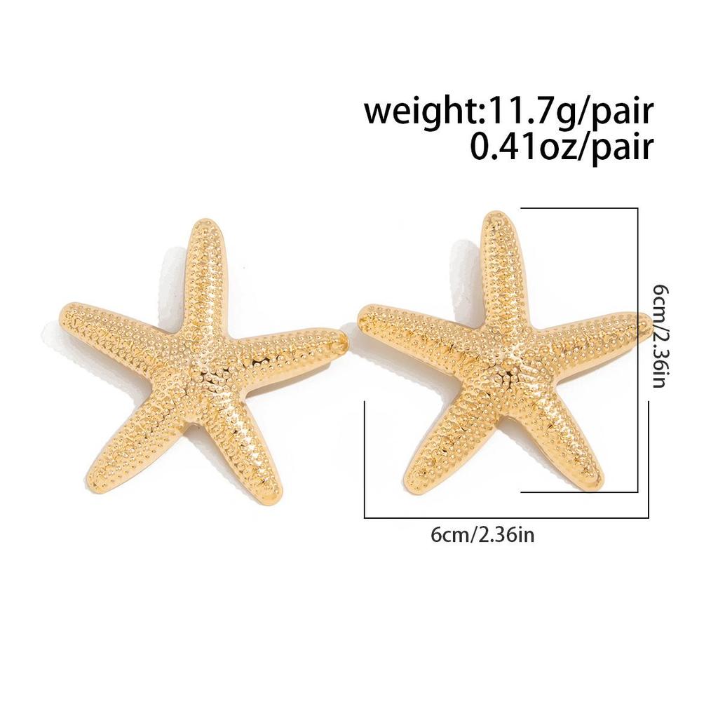 Серьги-гвоздики Summer Beach Ocean Exaggerated Star Star Персонализированные модные серьги-гвоздики Vacation с имитацией жемчуга и морской звездой из металла для женщин и девушек