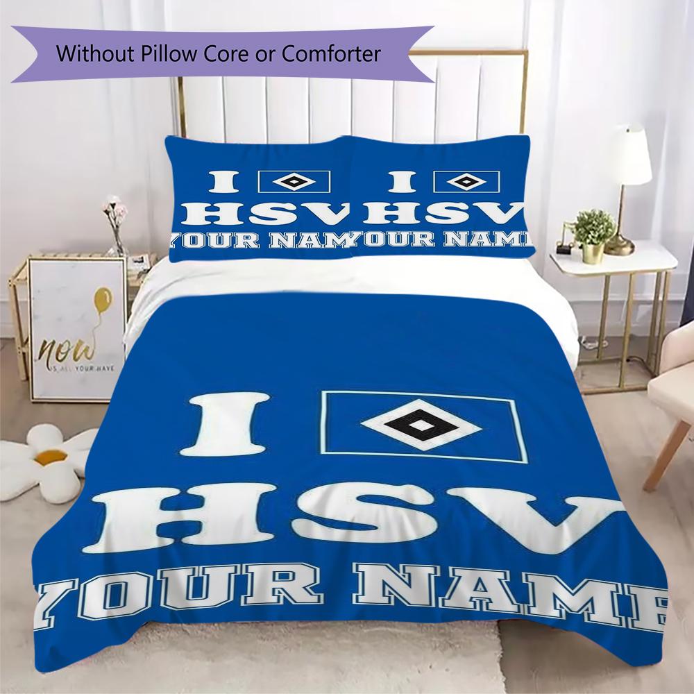 Custom Name Hamburger SV Pattern Bedding uilt Set uilt Cover Pillowcase Home Decoration Birthday Gift (1*duvet cover+2*pillowcase without core)