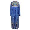 Women Plus Size V Neck Print  Long Sleeve Boho Dress Party Maxi Dress