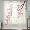 Тюлевые шторы с сакурой в японском стиле для гостиной, кухни, современные оконные занавески из вуали