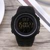 Мужские цифровые наручные часы с подсветкой, круглые, водонепроницаемые, спортивные, черные