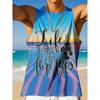 Summer Round Neck 3D Palm Leaf Printed Top Fashionable Casual Hawaiian Beach Sleeveless Vest Men's T-shirts