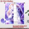 2D flat printing 2pcs Curtains Cute white tiger kitten shell crystals Digital Printed Polyester Drapes Family Party Use for