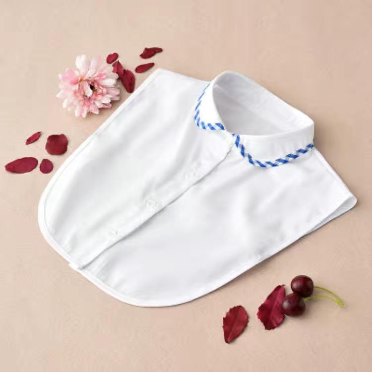 Women Cotton Lace Fake Collar Blouse Vintage Detachable Collar Women Shirt False Tie Lapel Blouse Top Clothes Accessories