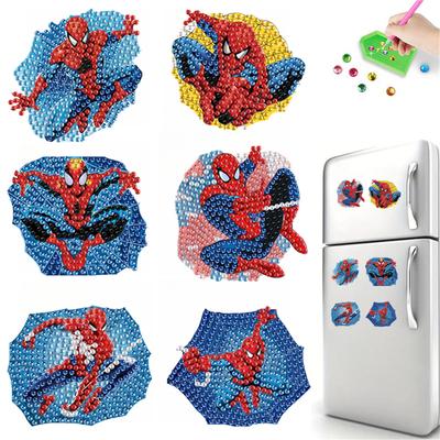 6 шт./Набор Магниты для холодильника с алмазной мозаикой «Супергерои» Магниты на холодильник «Алмазное искусство» для взрослых Наборы магнитов на холодильник «Алмазное искусство»