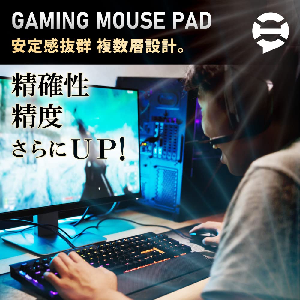 Hioc Gaming Mouse Pad Special Size 3mm Thick Cloth Surface Rubber Base Response Durability Simple Design Great for Business Use HG250 Large/Small