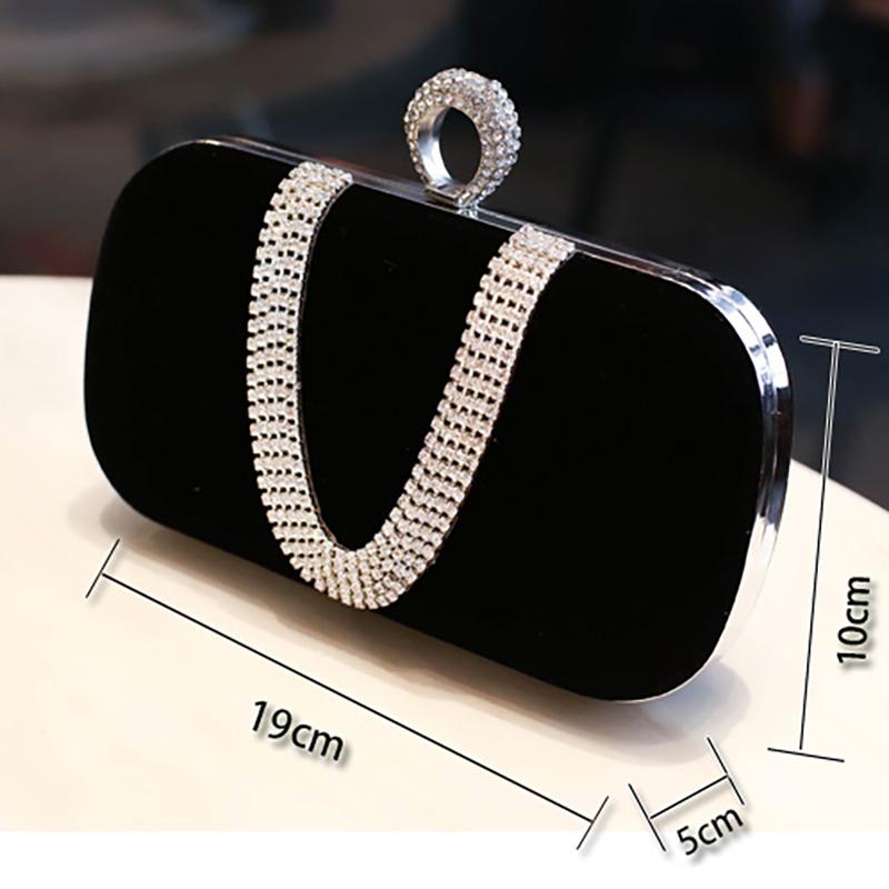 Red Flannel Rhinestone Bag Velvet Evening Purses Crossbody Elegant Party Clutch Bling Shoulder Female Bag Diamond Handbag