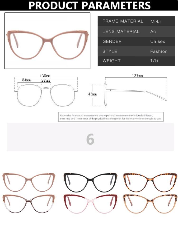 Metal Cat Eye Glasses Frame Woman Fashion Brand Designer New Trend Cateye Computer Eyewaer Gradient Color Frame Eyegalsses