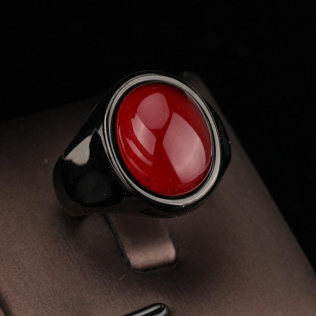 Black Onyx Men's Punk Fashion Hand Accessories Street Hip Hop Cat's Eye Ring