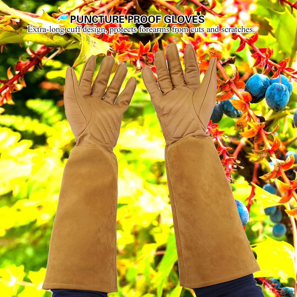 Кожаные перчатки для обрезки роз, садовые, износостойкие, устойчивые к проколу, длинные рабочие перчатки