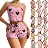 Women Soft 2 Piece Pajamas Set Sleeveless Shorts Set Loungewear Sets Pyjamas Nightwear