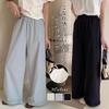 [7-livehouse] wide pants ladies pants gaucho pants Plain color long pants high waist straight pants large size casual pants Beautiful frills Relaxing