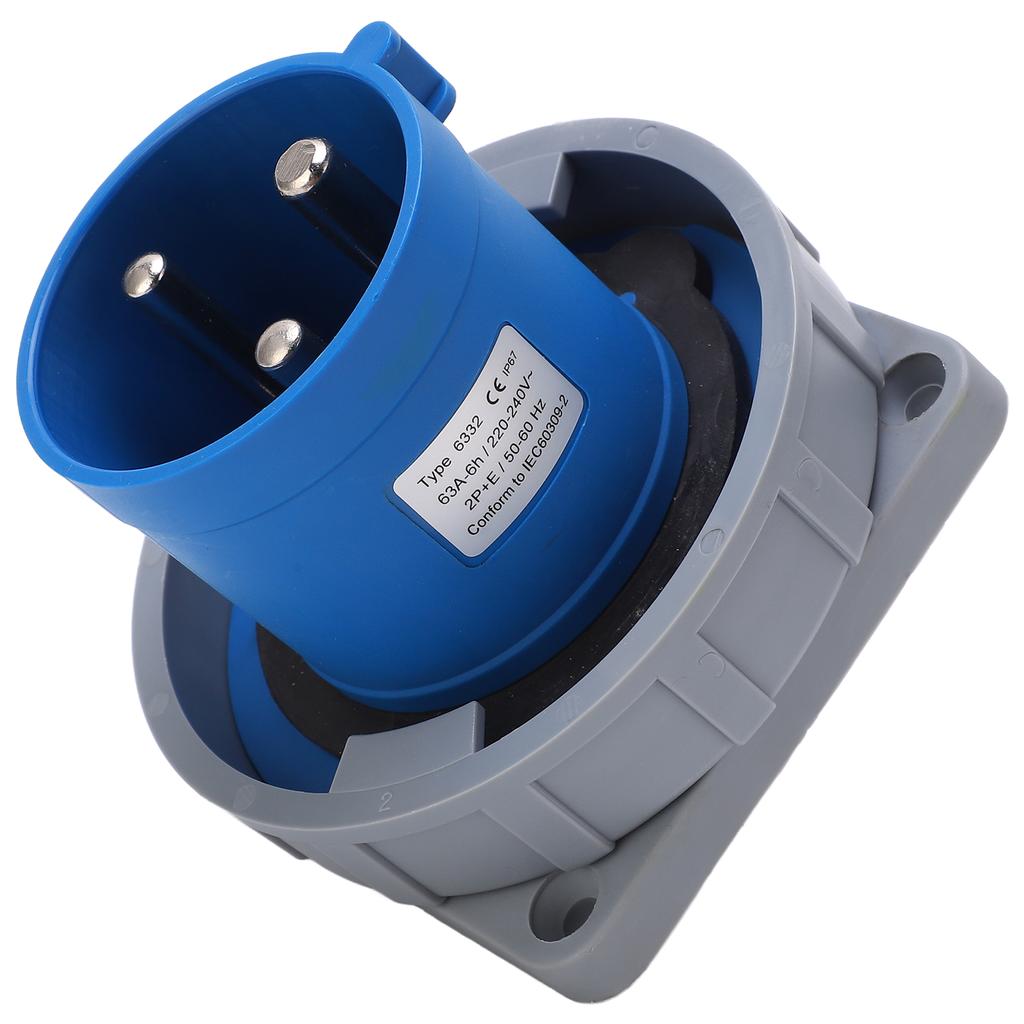 3-контактный 63A промышленный штекерный разъем IP67 водонепроницаемый 2P+E пылезащитный для электричества в аэропорту