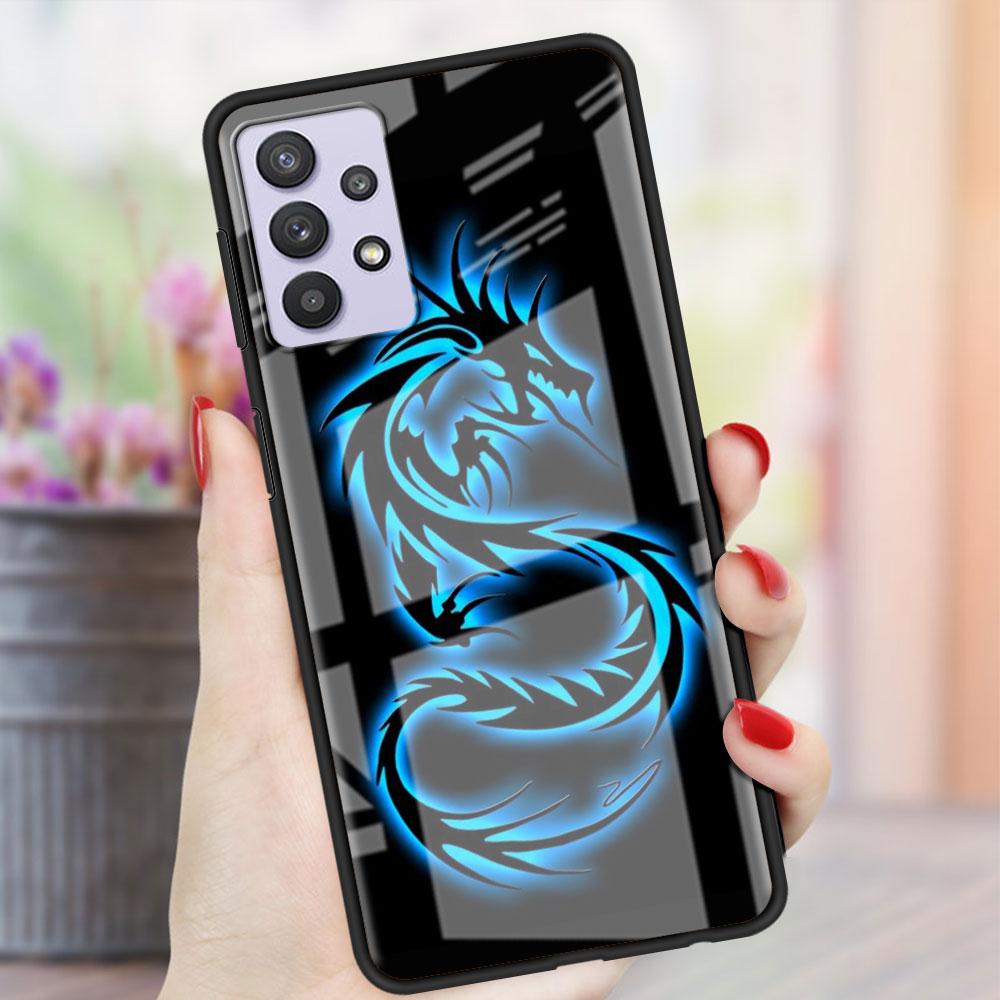 Чехол Dragon Animal Glass для Samsung Galaxy A52 A71 A50 A51 A70 A21s A31 A72 A10 A12 A30 A22 5G Phone Cover
