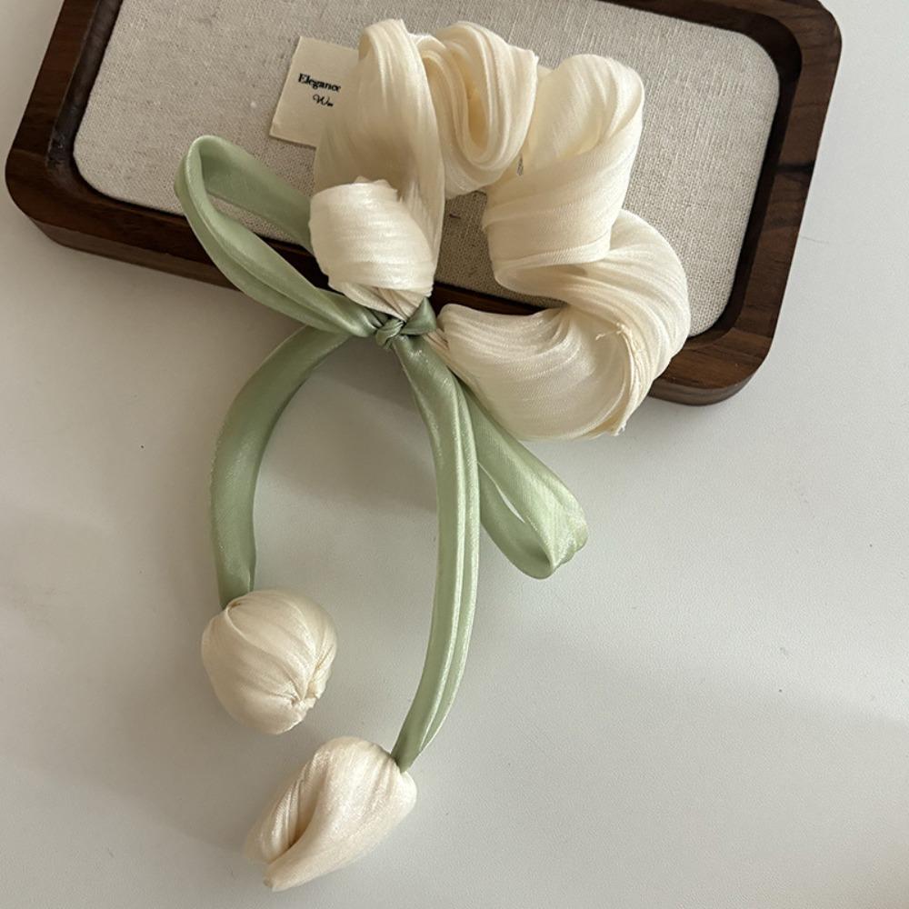 Cloth Tulip Ribbon Hair Ring Hair Tie Flower Hair Claw Exquisite Bowknot Hair Clip Girl