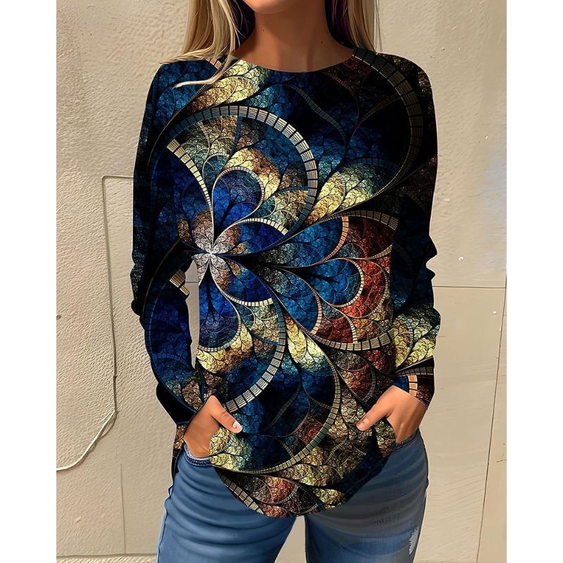 Женская футболка с 3D-принтом бабочки, модный топ с длинным рукавом и круглым вырезом, обычного кроя, для праздничных выходных, для весны и осени