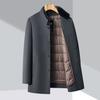 Double-sided Woolen Coat for Men with Removable Down Lining for Middle-aged and Elderly Men's Woolen Woolen Daddy Stand-up Collar Fur Collar Coat