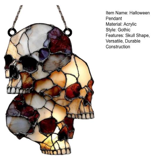 Gothic Style Skull Halloween Pendant 2D Flat Acrylic Capture Sunlight Sun Catcher Halloween Hanging Ornament