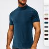 Men's Soft T Shirt Short Sleeve Basic Turtleneck Slim Fit Undershirt Pullover Solid Tops Athletic Workout T-Shirts for Men Summer Moisture Wicking Tee