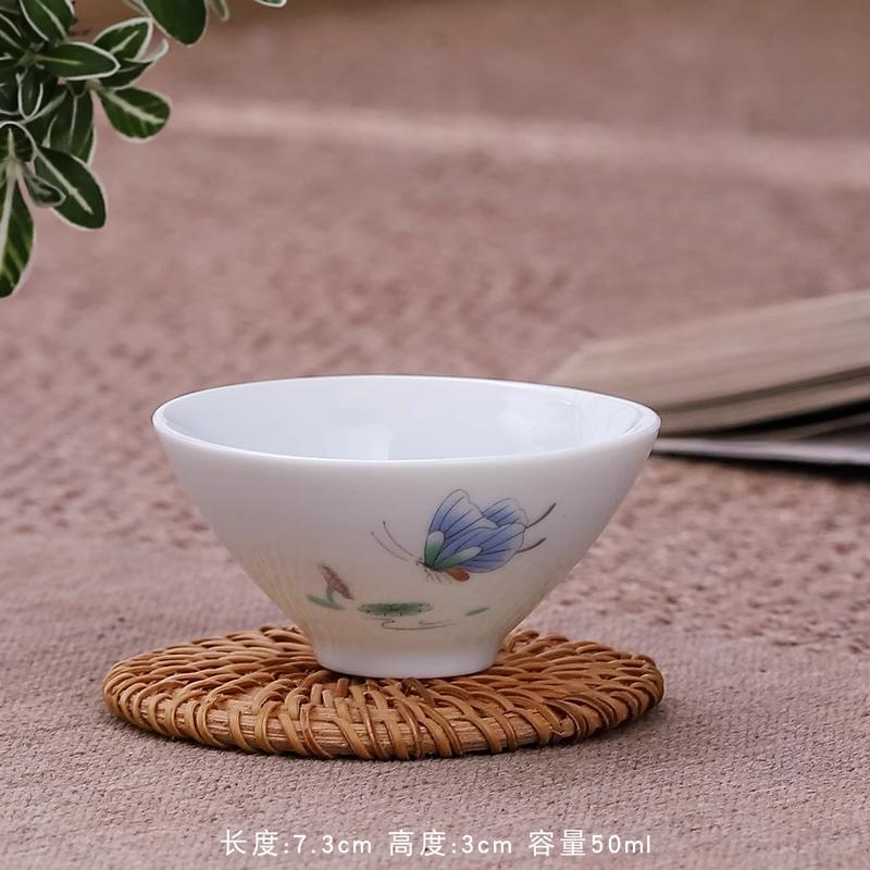 Овечий жир нефрит белый фарфор маленькая чайная чашка керамическая бытовая чайная чашка заваривание одинарная чайная пиала