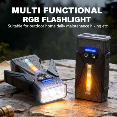 Перезаряжаемый EDC фонарик с RGB боковым светом Супер яркий карманный фонарик Водонепроницаемый для повседневного ношения/Кемпинга/Чрезвычайных ситуаций