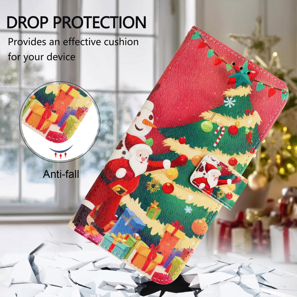 Christmas Marble Leather Case Samsung Galaxy A17 A26 A36 A56 A16 A06 A56 A15 A71 A51 A81 A91 A13 A04S Phone Wallet Flip Cover Card Holder Stand Bags