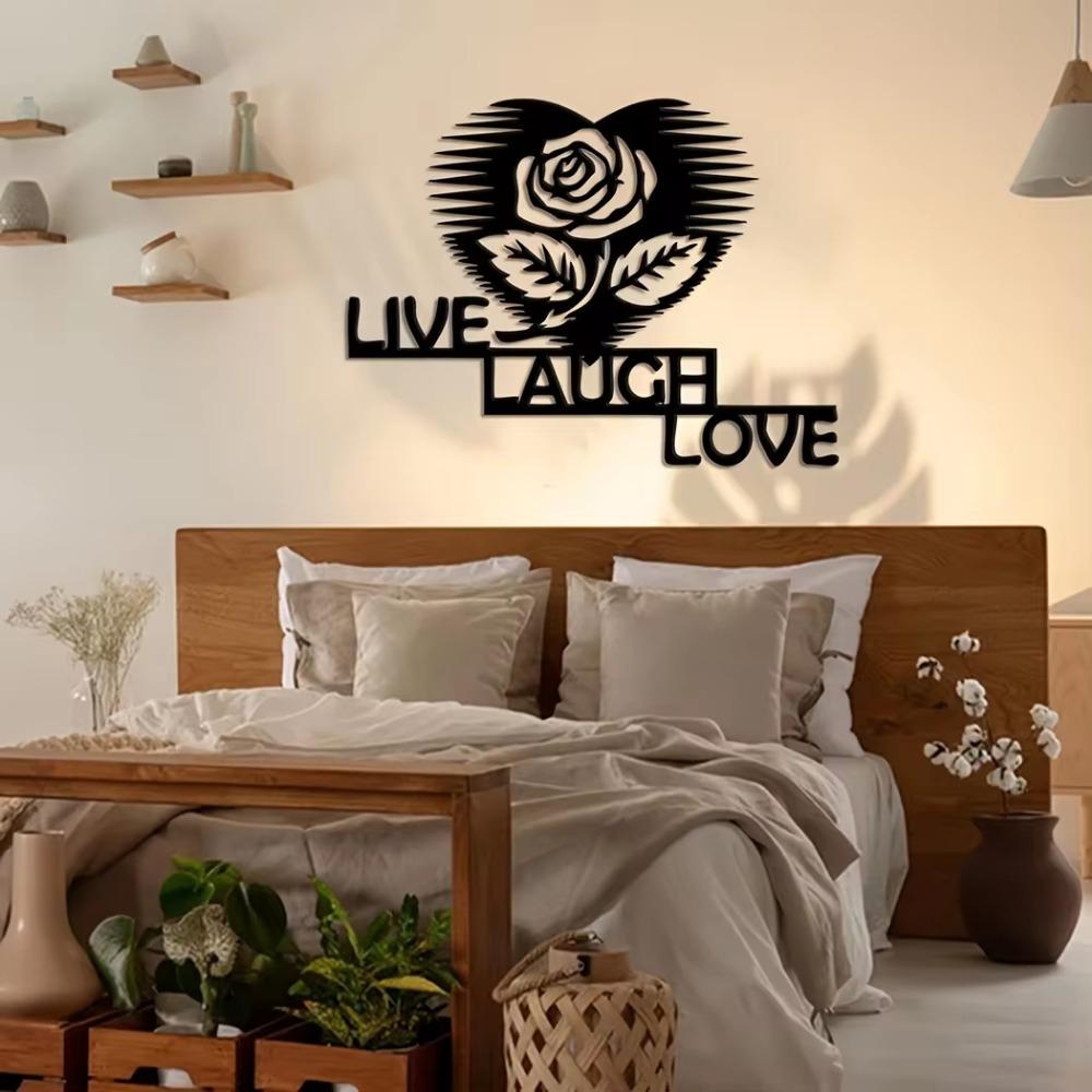 1pc Flower Live Laugh Love Sign Metal Wall Art, Home Decor Ornament, Stylish Wall Hanging, Ideal Housewarming Gift