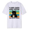 I Like Cats And Coffee Funny Printed T-Shirt For Men Women Casual Loose Clothing Harajuku Breathable Tshirt Hip Hop Tees