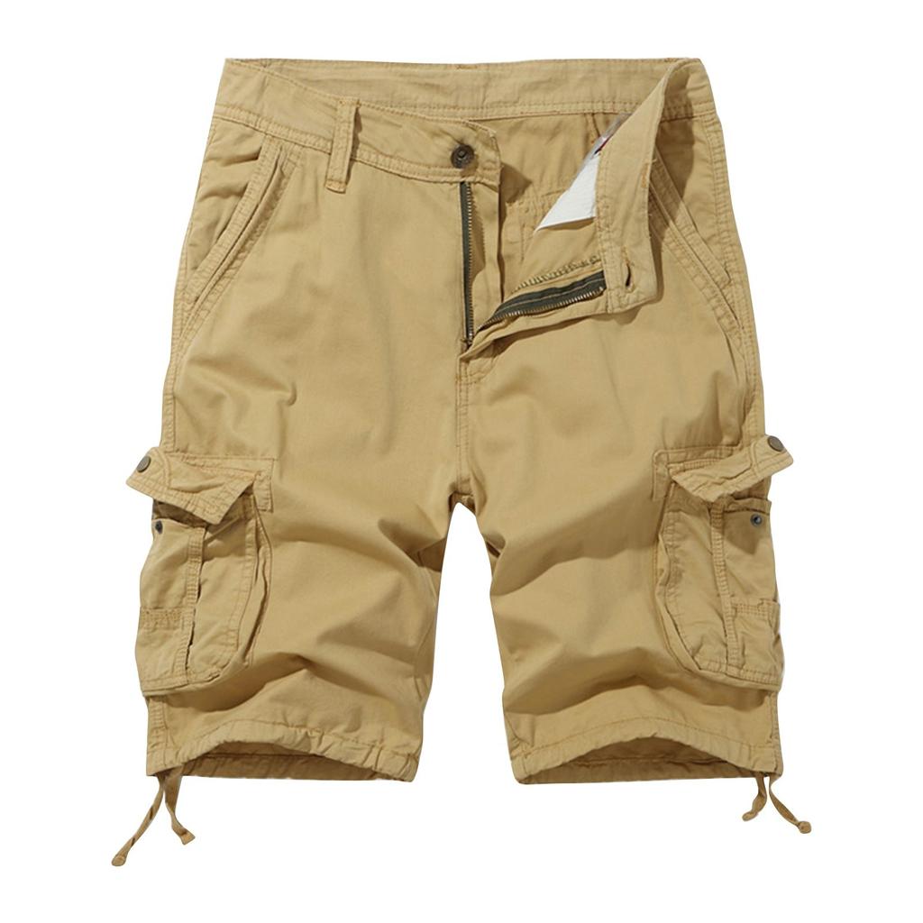 Men's Summer Workwear Shorts Loose Casual Five-Point Pants Multi-Pocket Zipper Men's Jogging Shorts