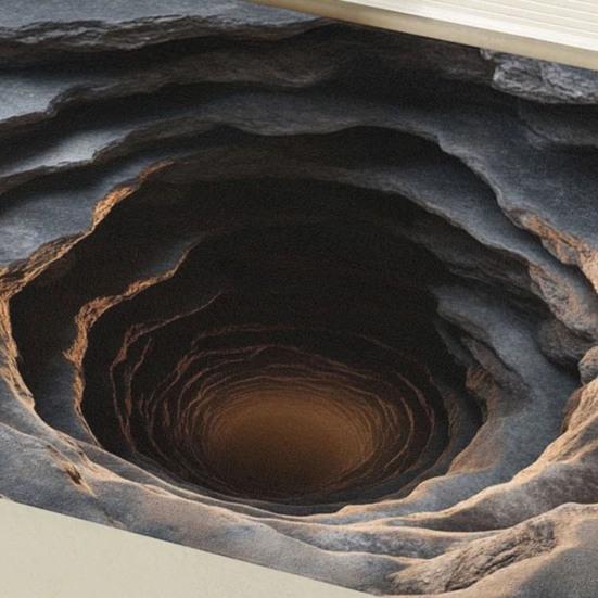 Bathroom Carpet Non-Slip Backing Optical Illusion Pattern Bathroom Rug Easy To Clean Comfortable Retreat Area Bath Mat