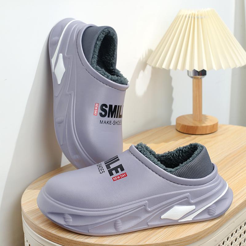 Зимние мужские и женские теплые тапочки, хлопковые тапочки, домашние и уличные водонепроницаемые теплые туфли, мужские парные домашние спальные плюшевые теплые тапочки