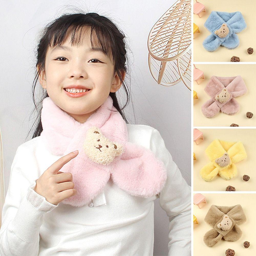 Plush Neck Warmer Warm Plush Scarf Fashion Children Cross Neckerchief  Outdoor