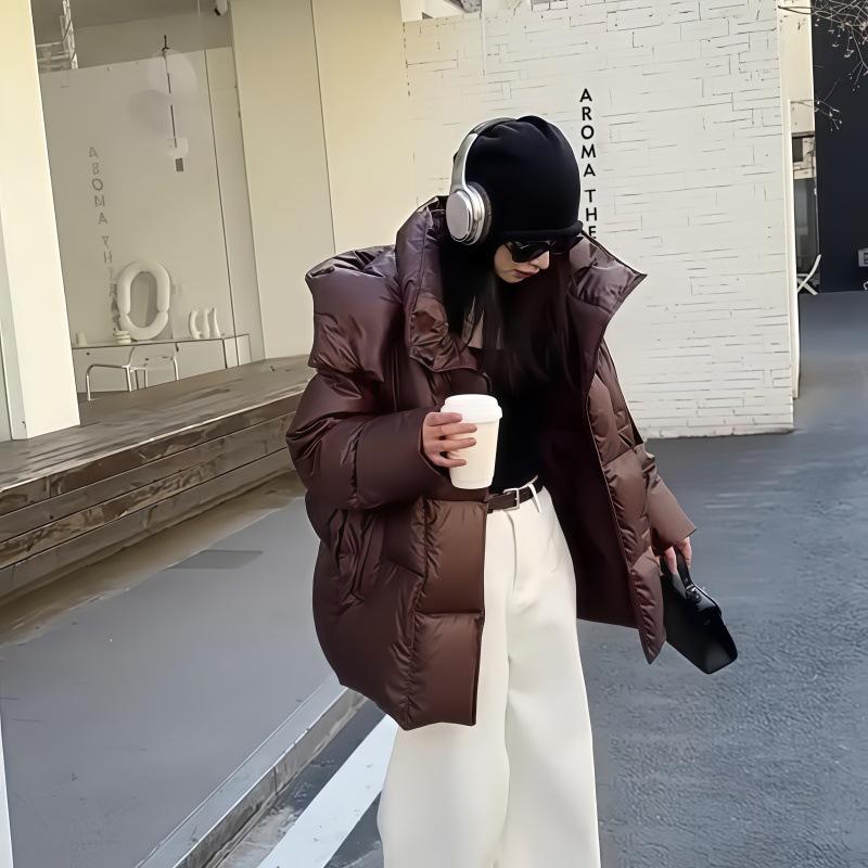 2024 корейская версия женской пуховой куртки, свободная версия, модная иностранная модель, маленькая белая теплая куртка с капюшоном на утином пуху