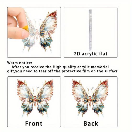 Acrylic Colorful Butterfly Hanging Decoration Home Indoor Christmas Tree Car Rearview Mirror 2D Flat Butterfly Ornament Pendant