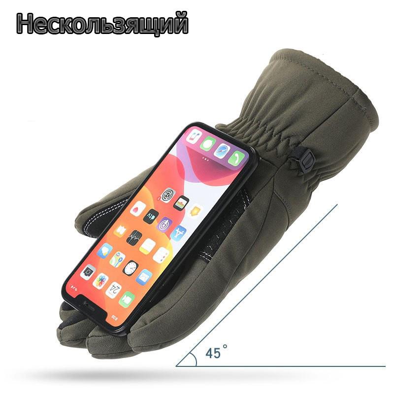 Флисовые теплые лыжные перчатки Зимние термоперчатки для сноуборда Мужские и женские водонепроницаемые перчатки Противоскользящие перчатки для сенсорного экрана для катания на лыжах