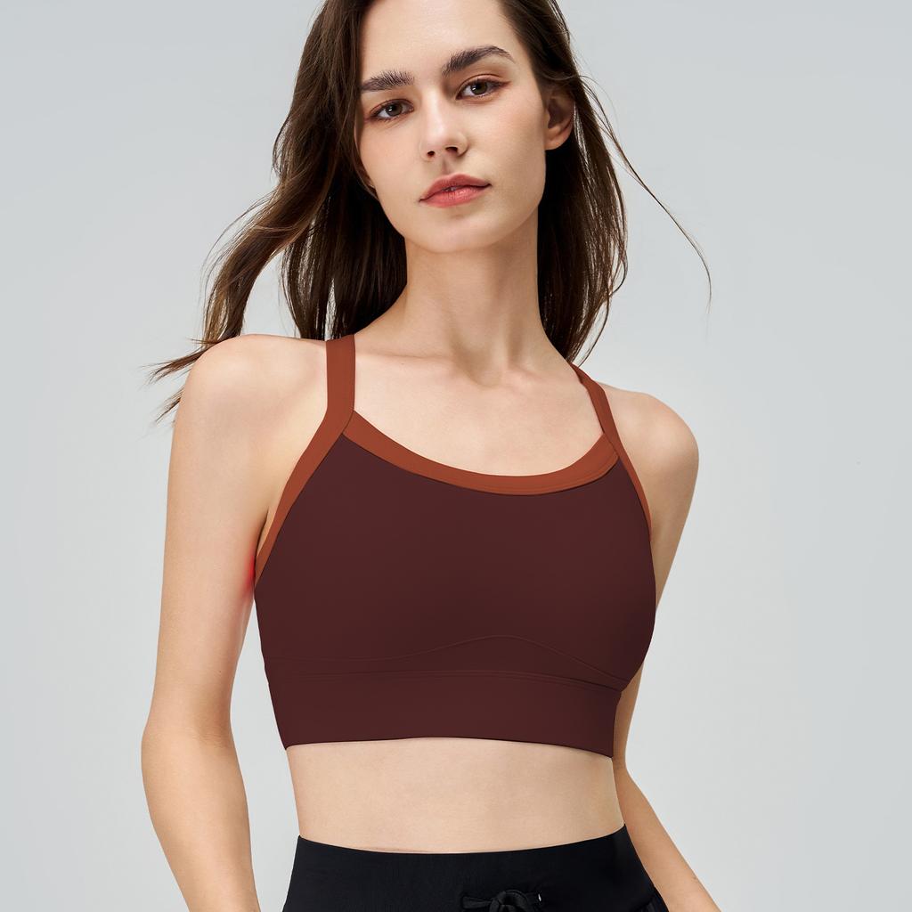 Женский летний двухцветный спортивный бюстгальтер для йоги, цельный противоударный жилет для йоги с перекрестными бретелями на спине