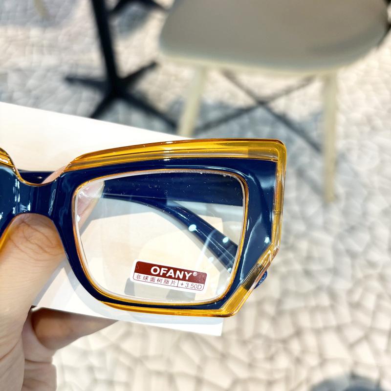 Женские ретро-очки с большой оправой, анти-синий свет, модные очки для пресбиопии, сверхлегкие многоугольные цветные очки +1,0 до +4,0