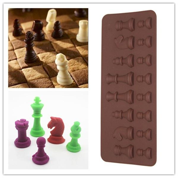 Mini Chess Shaped Ice Chocolate Sugar Cake Decor Silicone Cube Tray Chess Mold Kitchen Tool MIT