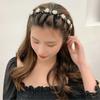 Pearl Braided Tools Hairband Flower Hair Toothed Headband Lazy Girls Hair Braider Hair Hoops  Women