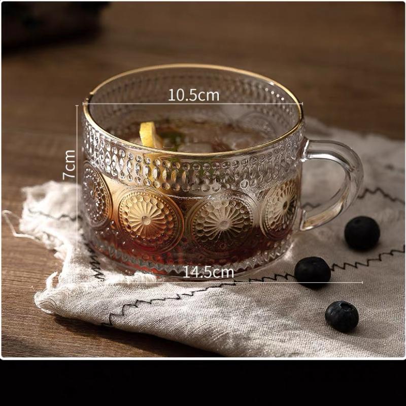 Ins Ретро прозрачная стеклянная кружка Простая чашка для воды Чашка для кофе Чашка для завтрака Чашка для молока Чашка для вина