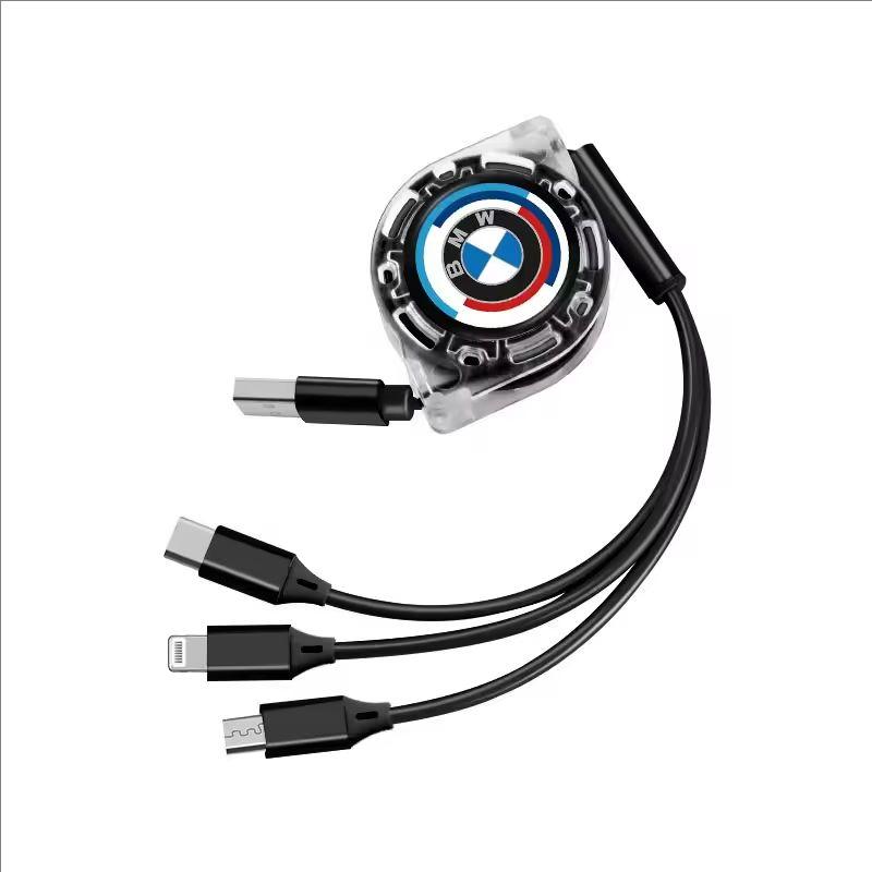 CTCE1 3 - in - 1 Retractable Multi - Charger Cable with Micro USB and Type - C For BMW X1 X2 X3 X5 X4 X6 F20 F10 F07 E70 E46 / Sticke