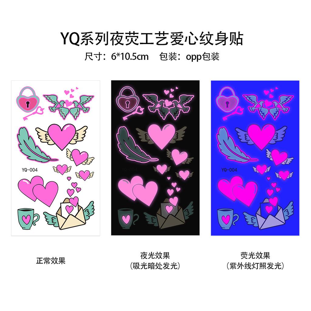 День святого Валентина Светящаяся пудра Татуировка Наклейка Ночной клуб Бар Музыкальный фестиваль Вечеринка Мужская и женская Флуоресцентная Татуировка Наклейка