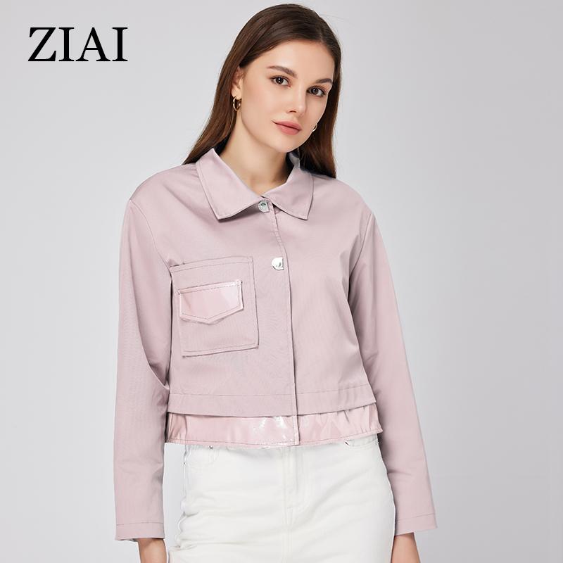 ZIAI женские пальто 2023, весенняя новая короткая верхняя одежда, офисный модный стиль, повседневная женская куртка из искусственной кожи высокого качества ZS-20349