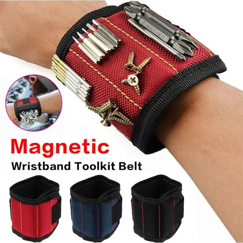 Magnetic Wristband for Holding Screws Nails Drilling Bits Wrist Tool Holder Belts with Strong Magnets Five Rows of Ten Magnets