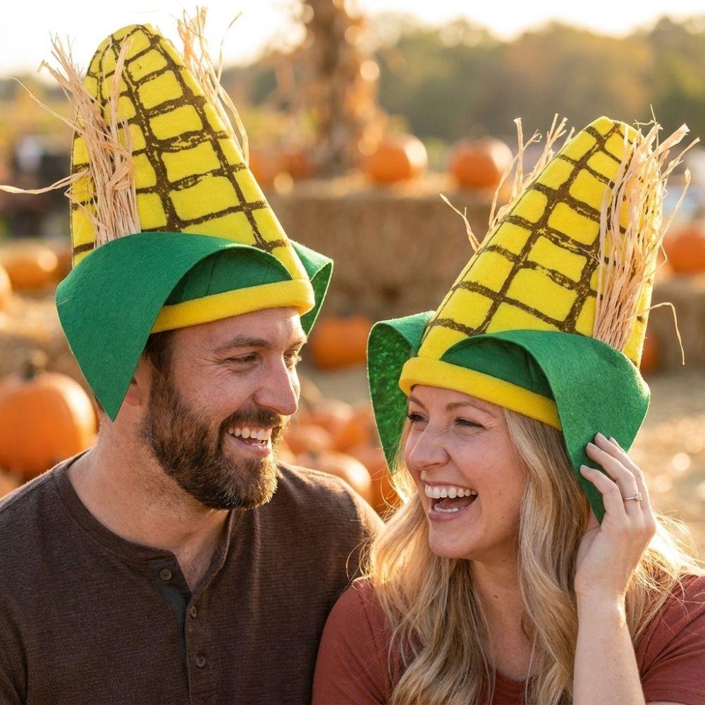 Comfortable Elastic Fit Corn Shaped Funny Party Hat Quirky Cosplay Cap Thanksgiving Party