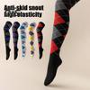 1 Pair Winter Socks Rhombus Printing Over-the-knee Socks Warm Extra Loose Ankles Contrasting Color Stockings for Daily Wear Dancing